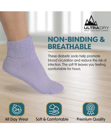 UltraDry Diabetic Socks - 6 Pairs Non-Binding Neuropathy Socks for Men and Women - Pastels Ankle Medium - Buy Online on GoSupps.com