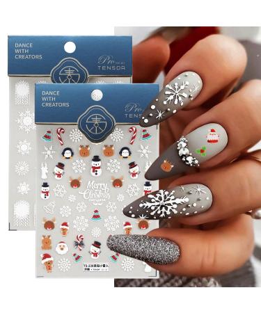 Design for Acrylic Nails Elk Santa Clause Candy 3D Embossed Nail Stickers Snowflakes Nail Sticker Christamas Nail Stickers Nail Art Stickers