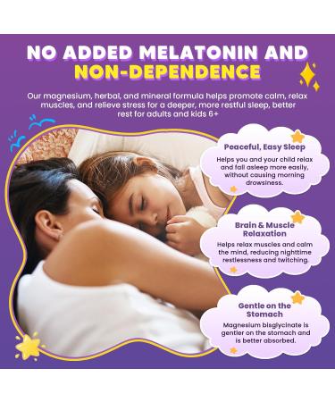 Magnesium Glycinate Gummies 400/200mg for Kids & Adults, NO Melatonin Sleep Aid Magnesium Supplement Gummies with Chamomile, Lavender, L-Theanine & GABA, B6, D3 & K2 for Bone, Relax, Immune Support - Buy Online on GoSupps.com
