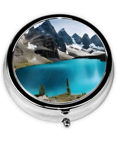 Rocky Mountain Printed Mini Round Pill Box | 3 Compartment Travel Pill Organizer | Portable Medicine Case for Home & Office - Buy Online on GoSupps.com