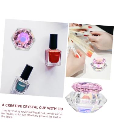 NUSITOU 1pc Nail Art Crystal Cup Mini Dappen Dish Glass Containers Glass Nail Art Cup Clear Container with Lid Glass Dappen Cup Small Containers with Lids Liquid Crystal Art Glass Love Cup 7.5x6cm Pink - Buy Online on GoSupps.com