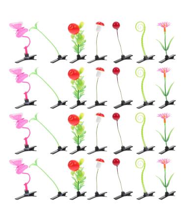 KALLORY 28pcs Bean Sprout Hair Clips Little Grass Barrette Plant Hairpins for Women Mushroom Flower Hair Clips Pea Hairpin Barrette Headwear Grass Hairpins Hair Accessories for Women Girls