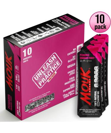 MOUK Energy Workout Gel - All Natural Dragon Fruit Flavor Vegan & Gluten Free 10 Pack | Easy Digestion Essential Electrolytes Chia Seeds - Buy Online on GoSupps.com