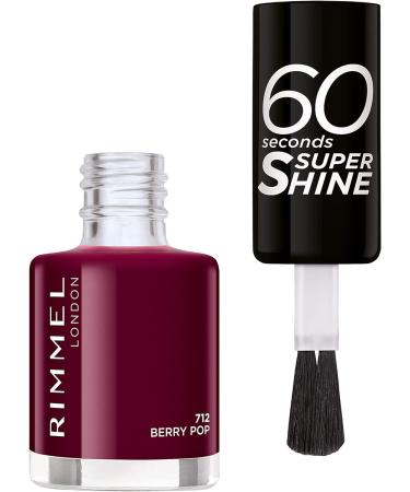 Rimmel 60 Seconds Super Shine Colour Block Nail Polish - Ultra Shine and Long Lasting - Quick Drying 712 Berry Pop 8 ml (Pack of 1) - Buy Online on GoSupps.com