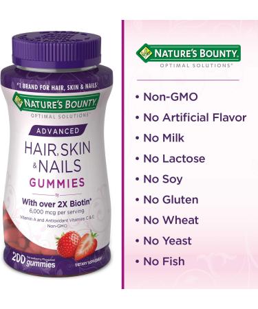 Nature's Bounty Advanced Hair Skin Nails 2X Biotin 200 Strawberry Gummies - Buy Online on GoSupps.com