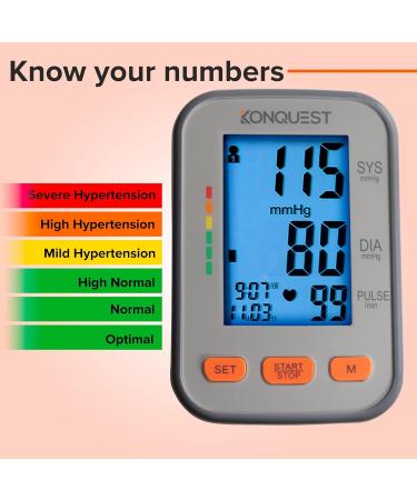 Buy Konquest Automatic Blood Pressure Monitor - XL Cuff (12.5" to 19") - Large Display & Irregular Heartbeat Detector - International Shipping Available - Buy Online on GoSupps.com