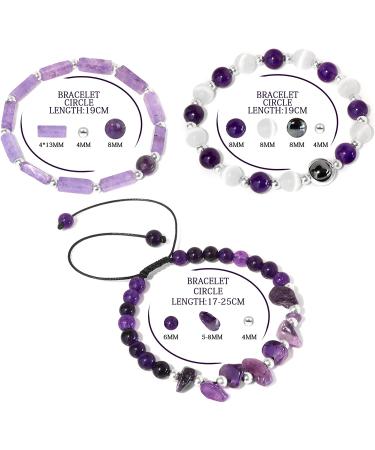Vinswet Moonstone Amethyst Slimming Bracelets - Crystal Healing Energy Stones for Women (3Pcs) - Buy Online on GoSupps.com