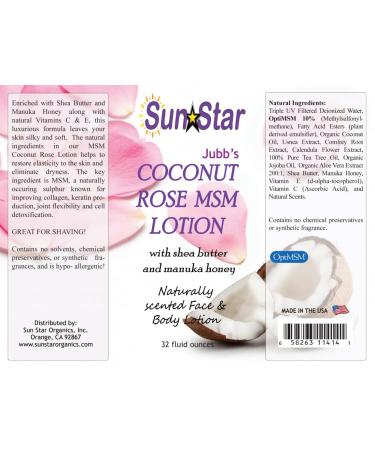 The Raw Food World MSM Lotion - Coconut Rose  32oz