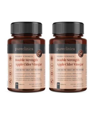 Double Strength Apple Cider Vinegar 1000mg x 360 Tablets (2 Bottles of 180 Tablets - 1 Years Supply)