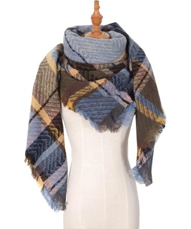 Cozy Women's Triangular Scarf - Button Towel Cotton Cold Weather Blue Pattern - Buy Online on GoSupps.com