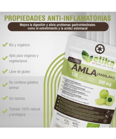 ORGANIC Amla Elikafoods ORGANIC. 120 tablets of 500mg. Strengthens hair and skin. Contains vitamin C minerals and antioxidants. 100% natural vegan and gluten-free. - Buy Online on GoSupps.com
