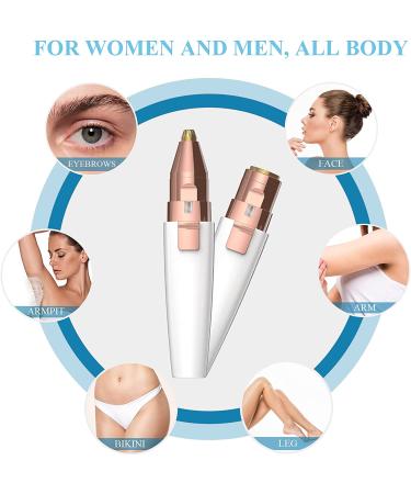 USB Rechargeable Facial Hair Removal for Women - 2 in 1 Eyebrow Trimmer & Painless Hair Remover with Light for Eyebrow, Nose, Lips, Face, Body - Buy Online on GoSupps.com