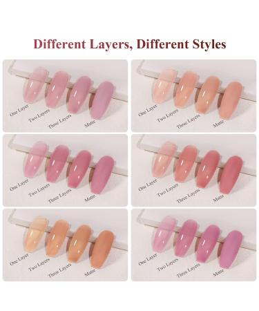 Saviland Jelly Gel Nail Polish Kit - Sheer Milky Pink Nude Colors - UV LED Gel Varnish Set for DIY Nail Art - 6Pcs 7.5ML Gift Set - Buy Online on GoSupps.com
