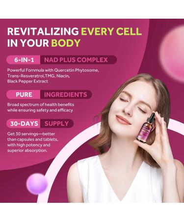 Liposomal NAD Supplement - 1200mg NAD+ Liquid Drops for Women & Men with Nicotinamide Resveratrol Quercetin TMG Black Pepper Extract - Brain & Cellular Mitochondrial Health Anti-Aging Longevity Mixed Berry 2 Fl Oz (Pa  - Buy Online on GoSupps.com