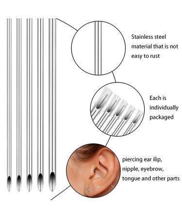 100 Pcs Stainless Steel Body Piercing Needles Mix Size Kit with Pennington Forceps - Ear Nose Piercing Jewelry Set - Buy Online on GoSupps.com