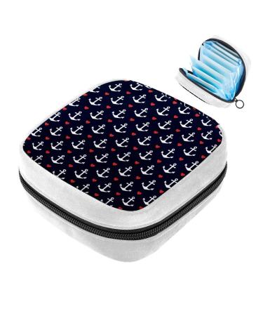 GIAPB Sanitary Napkin Storage Bag Period Bag Tampon Bag Makeup Bag Pad Pouch Seamless Anchor Pattern Color5462