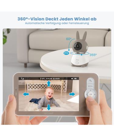 eegeek 2K Babyphone with Camera - 5 WLAN Video Monitor PTZ 355 Night Vision Motion & Noise Detection App Control - Buy Online on GoSupps.com