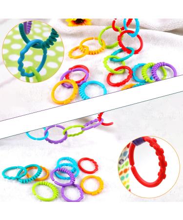 24 Pcs Baby Teething Ring Toys - Stroller Toy Hooks & Rattling Links - Essential Toddler Teething Accessories - Buy Online on GoSupps.com