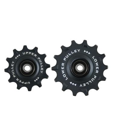 TRiPEAK 12T+14T Shimano Oversized Ceramic/Steel Bearing Jockey Wheel Pulley Set for 11Speed Shimano Dura Ace/Ultegra 91xx/R80xx/R70xx Road Cyclocross Gravel Rear Derailleur Steel Bearing, Black