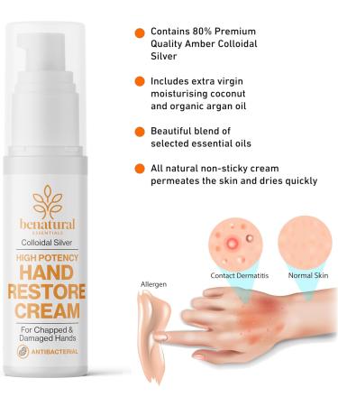 Benatural Essentials All Natural Colloidal Silver Hand Restore Cream 50g | Antibacterial | Made in the UK | pH Balanced - Buy Online on GoSupps.com