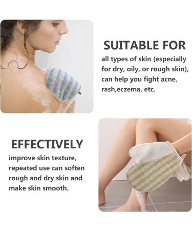 Aimisin Linen Bath Gloves Set for Deep Cleaning and Body Massage | Double Sided Shower Scrubber Mitts for Spa Experience - Buy Online on GoSupps.com