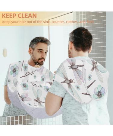 Beard Bib Apron for Men - Waterproof Hair Catcher Cape | Non-Stick Grooming Cloth with Dragonflies & Flowers - Buy Online on GoSupps.com
