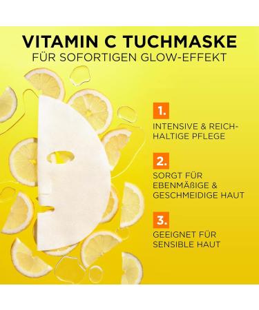 Garnier Moisturizing Cloth Masks for Sensitive Skin - Hyaluronic Acid & Vitamin C - Radiant Glow - SkinActive (5 x 1 Masks) - International Shipping - Buy Online on GoSupps.com