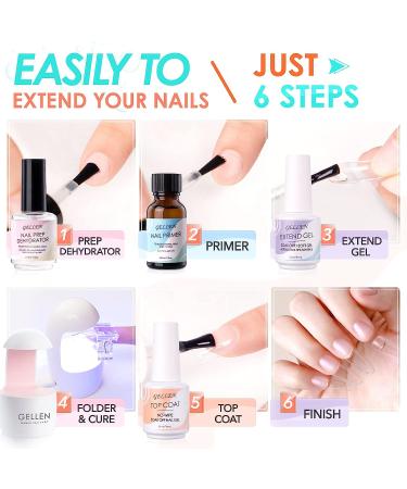 Gellen Gel x Nail Kit 240Pcs Square Nail Tips with 3-In-1 Glue Gel, LED Lamp, and Manicure Tools - Clear Fake Nails for Gel Nail Extensions - Buy Online on GoSupps.com