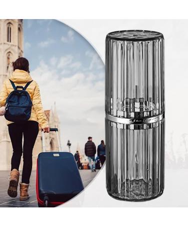 Travel Mouth Cup & Portable Storage Box for Toothbrush & Toothpaste - 7.6 x 21CM - Transparent Gray | International Shipping - Buy Online on GoSupps.com