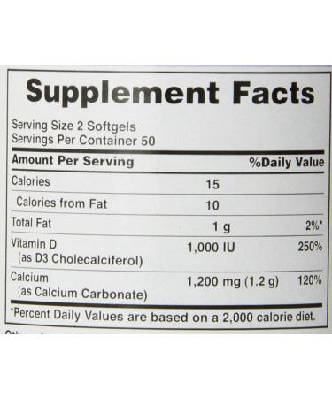 Puritan's Pride Absorbable Calcium 1200mg with Vitamin D 1000IU - 100 Softgels for Bone Health - Buy Online on GoSupps.com