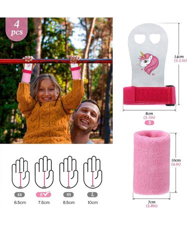 Skylety Unicorn Kids Gymnastics Grips with Pink Sweatbands - Girls Youth Hand Grips for Gymnastic Bars - Buy Online on GoSupps.com