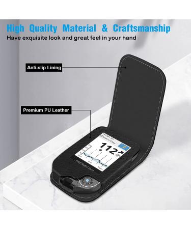 MedMax Freestyle Libre 2 PU Leather Protective Case - Lightweight Shockproof Diabetic Storage with Carabiner Clip - Black - Buy Online on GoSupps.com