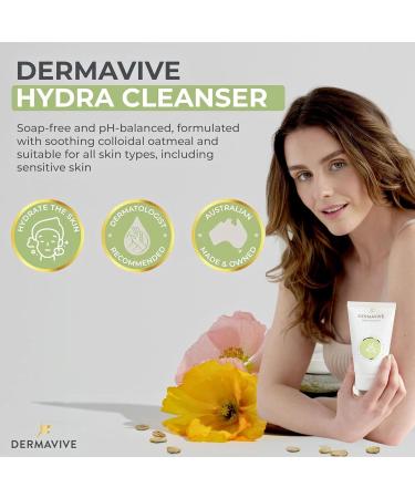 Dermavive Hydra Cleanser Gentle Hydrating Facial Cleanser Non-Irritating Soap-Free pH-Balanced Face Wash with Oatmeal & Vitamin E 120ml + 250ml - Buy Online on GoSupps.com