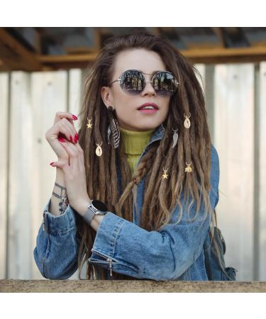 KALLORY 21 Pieces Dreadlock Jewelry Alloy Hair Braid Charms Hair Rings Shell Jewels Hair Decoration for Braiding Hair - Buy Online on GoSupps.com