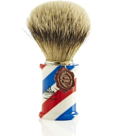 Omega 6735 Beard Brush in Clay - Tricolor Resin Barber Pole | Premium Quality Grooming Tool for Men - Buy Online on GoSupps.com