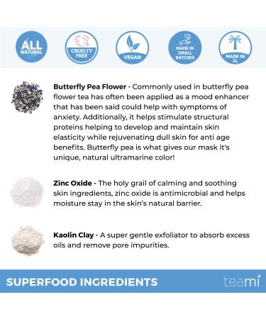 Teami Beauty Facial Mask - Moisturizing Anti Acne & Blackhead Remover with Butterfly Pea Flower & Kaolin Clay - Deep Cleansing for All Skin Types - Buy Online on GoSupps.com