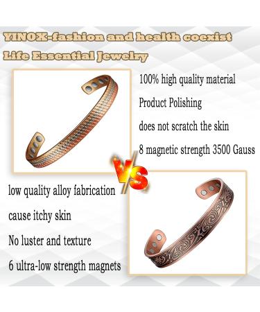 YINOX 16.5cm Tri-color Magnetic Copper Bracelet for Women - 8 Magnet Gift for Wife & Mother - Buy Online on GoSupps.com
