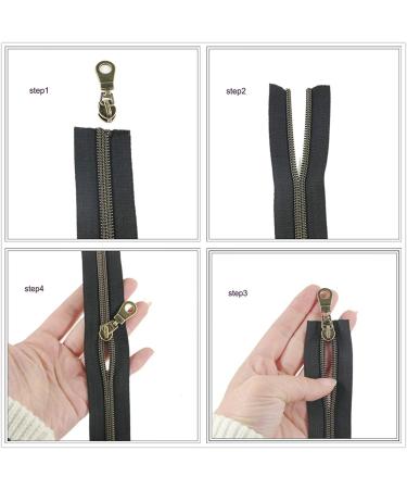 Leekayer 5 Gold Metallic Nylon Coil Zippers by The Yard - 10 Yards Black Tape with 25pcs Gold Sliders - DIY Sewing, Tailor Craft Bag - Black & Gold - Buy Online on GoSupps.com