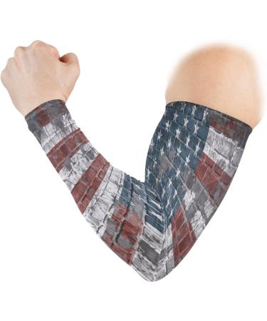 ZZKKO Retro American Flag Cooling Arm Sleeves | UV Sun Protection for Men & Women | Ideal for Running Golf & Cycling | 1 Pair - Buy Online on GoSupps.com