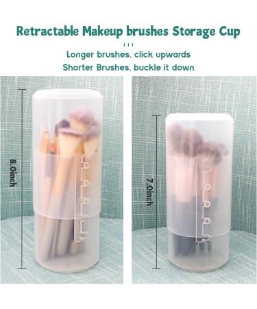 OCHEAL 2 Pack Makeup Brush Holder Organizer - Travel Case, Retractable, Vanity Storage Cup - Clear Plastic, Ideal for Makeup Artists - Buy Online on GoSupps.com