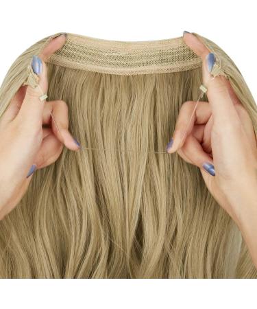 OMGREAT Wavy Curly Halo Hair Extension - Long Synthetic Hair Piece - Light Ash Blonde & Bleach Blonde - 18 Inch - 4.2oz - Transparent Wire Headband - No Clip - Buy Online on GoSupps.com