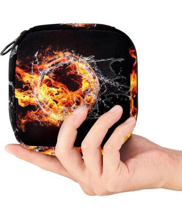 Menstrual Pad Bag with Zipper | Women's Tampon Bag | Stylish 3D Abstract Flame & Water Design | Color 8 - Perfect for Girls & Women - Buy Online on GoSupps.com