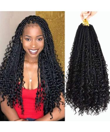 7 Packs Crochet Box Braids 20 inch Box Braid Crochet Hair Extension 3X Crochet Braids with Curly Ends 16 Strands/Pack (20 Inch 1B) 20 Inch (Pack of 7) 1B