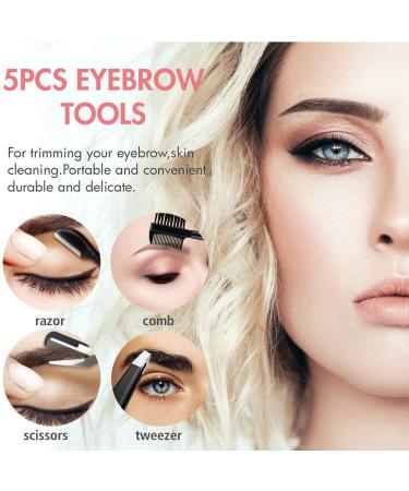 5PC Eyebrow Care Set - Professional Tweezers Curved Scissors & Shaving Brushes for Everyday & Travel Use - Durable Stainless Steel - Buy Online on GoSupps.com