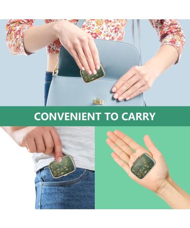 Retro Dual Compartment Pill Box with Mirror - Vintage Floral Bronze Pill Organizer for Vitamins & Supplements - Buy Online on GoSupps.com