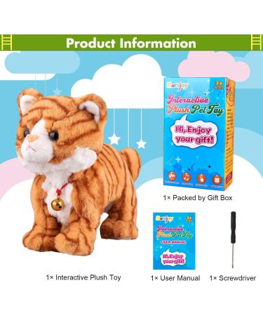 Yellow Plush Interactive Cat Robot Toy | Barking Meow Kitten | Touch Control Electronic Pet Toy | Animated Toy for Girls | L 12 H 8 W 5 | Yellow Pattern - Buy Online on GoSupps.com