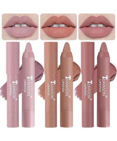 3 Colors Liquid Matte Lipstick Set Nude Lipstick Velvet Air Moisture Smooth Crayon Lip Stain  Ultimate Nourishing Color Stick Matte Lipstick 24 Hour Superstay Long Lasting Waterproof Lip Gloss Lipstick for Women Makeup (...