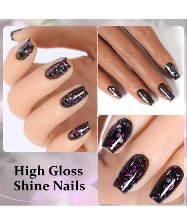 DouborQ Jelly Glitter Nail Polish Black Translucent Long-lasting Sequins Nail Art Varnish (07) Black Glitter-05 - Buy Online on GoSupps.com