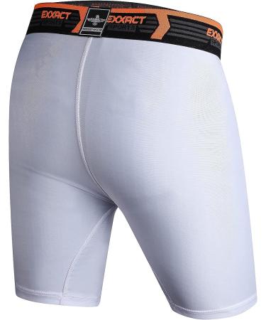 Exxact Sports Compression Shorts Men with Lightweight Cup - Medium White | Ideal for Baseball, Lacrosse, Football - Buy Online on GoSupps.com