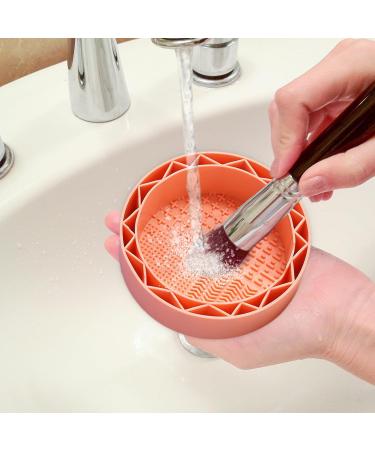 Silicone Makeup Cleaning Bowl | Multi-Purpose Bowl for Cleaning Makeup Brush - Soft Scrubber with High Elasticity for Eyeliner Brushes Cosmetic Sponge Blush Brush Neflum Orange1 - Buy Online on GoSupps.com